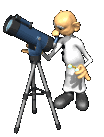 Scientist using telescope